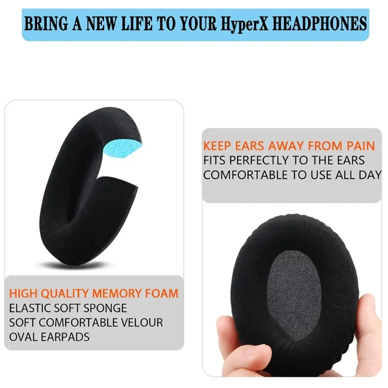 Breathable Ear Pads Ear Cushions for HYPERX Cloud2 Headsets Earpads Earmuff
