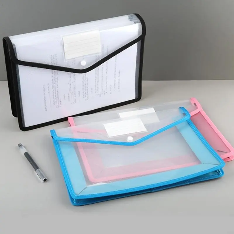 LXAA File Wallet Folder with Label Window Document Organizers Snap Button Closure Water Resistant File Pocket For Office