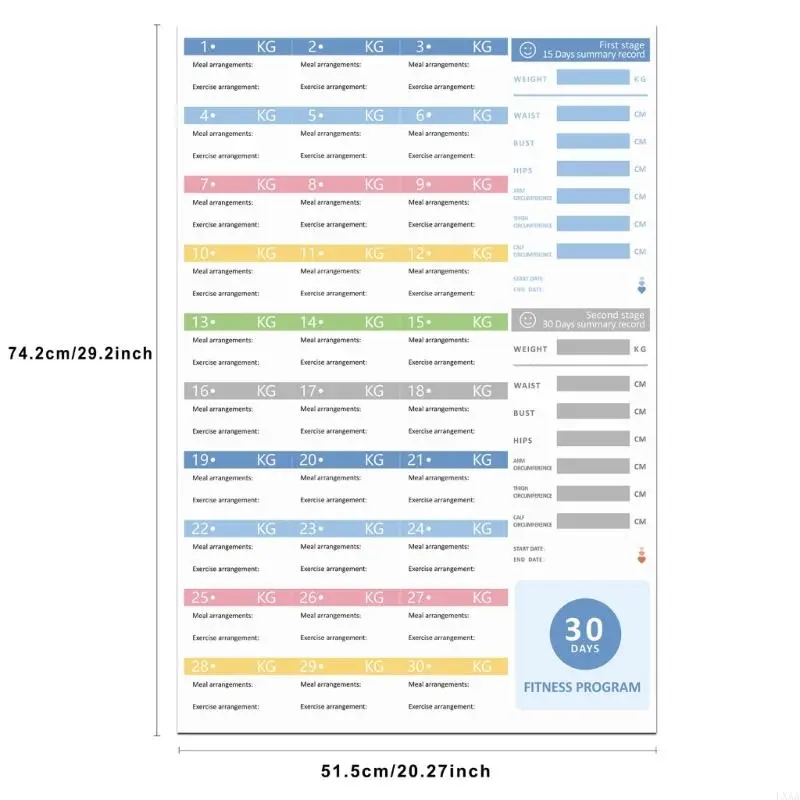 LXAA Fitness Progress Chart Fitness Program Easy to Use Workout Schedule