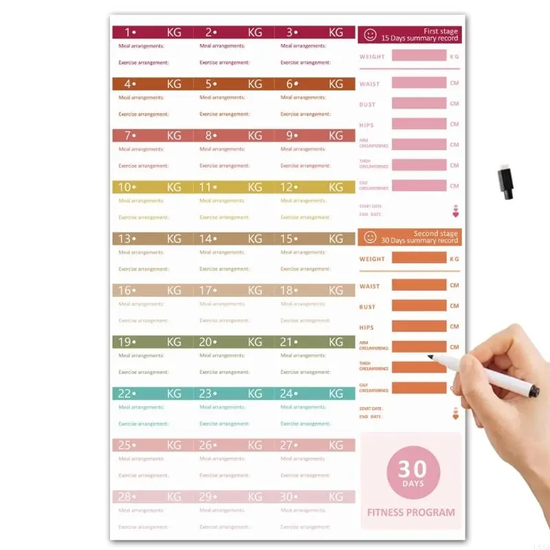 LXAA Fitness Progress Chart Fitness Program Easy to Use Workout Schedule