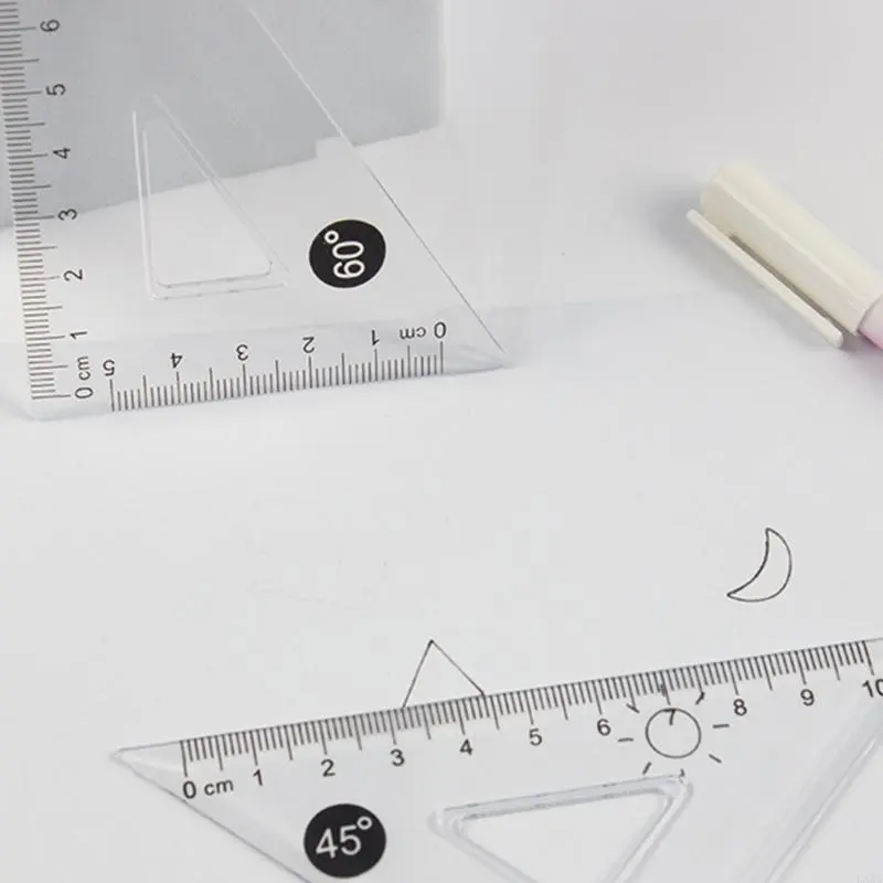 LXAA 4 Pcs Geometry Math Set Plastic 15cm Ruler Set Ruler Protractor Set Triangle Ruler for Kids Classroom Learning