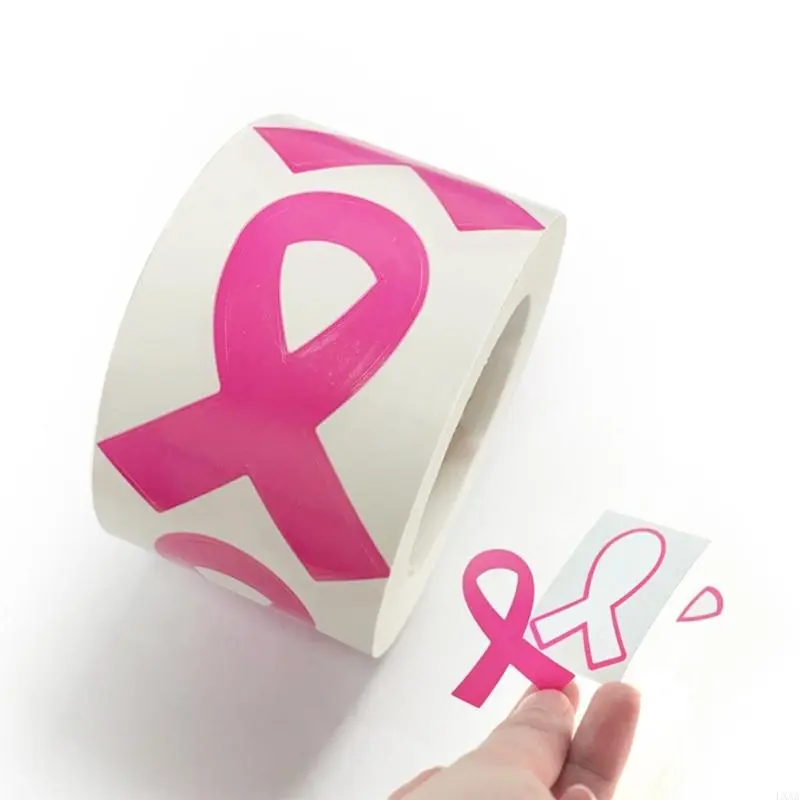 LXAA Breasts Awareness Label Sticker Pink Ribbon Sticker Water Bottle Labels Decorative Sticker for Cancer Awareness