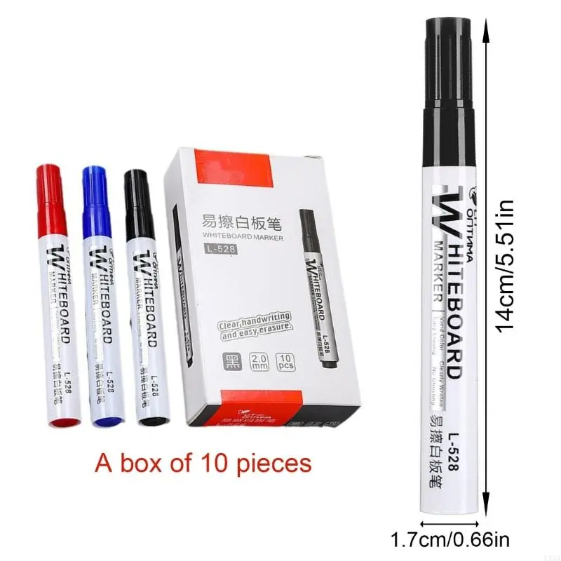 LXAA 10Pcs Erasable Whiteboard Marker 2.0mm Line Width Water Based Inks Quick Dry Whiteboard Marker for Calendar Refrigerator