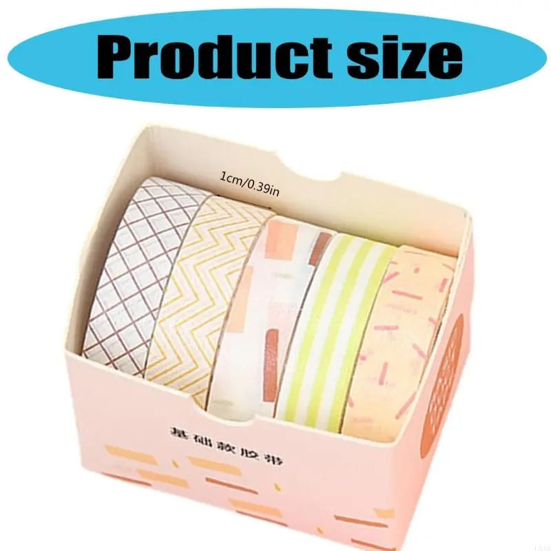 LXAA 5Rolls Scrapbooking Tape for Art Craft 10mmx2m Decorative Tape for Journal Craft