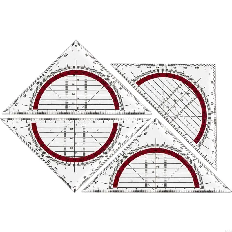 LXAA Clear Set Square with 180 Degrees Protractors for Engineering Drafting Drawing