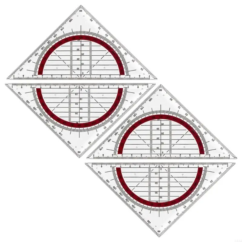 LXAA Clear Set Square with 180 Degrees Protractors for Engineering Drafting Drawing