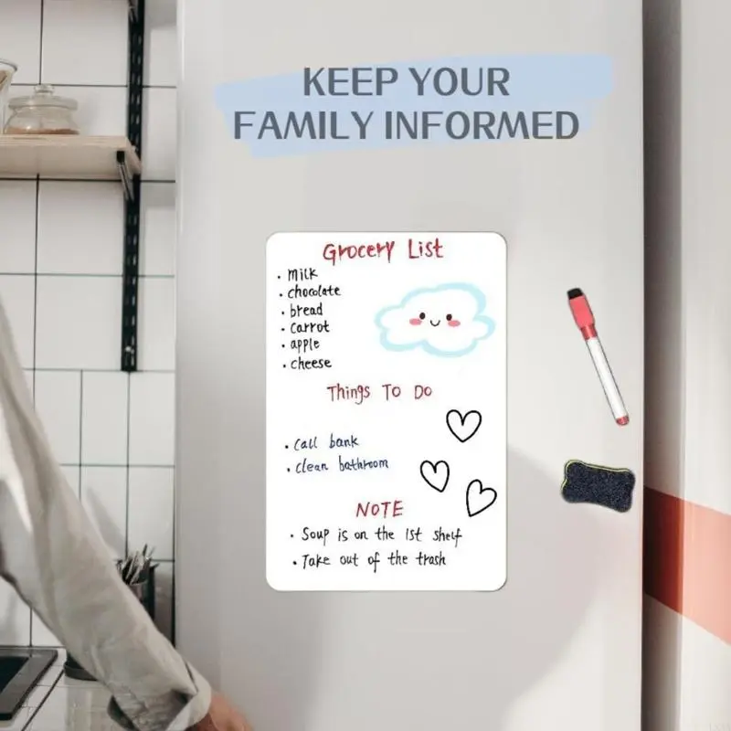 LXAA Fridge Whiteboard Film with Markers and Erasers Whiteboard for Kitchen