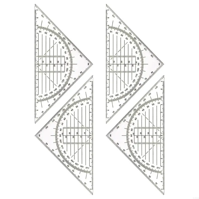 LXAA Clear Set Square with 180 Degrees Protractors for Engineering Drafting Drawing