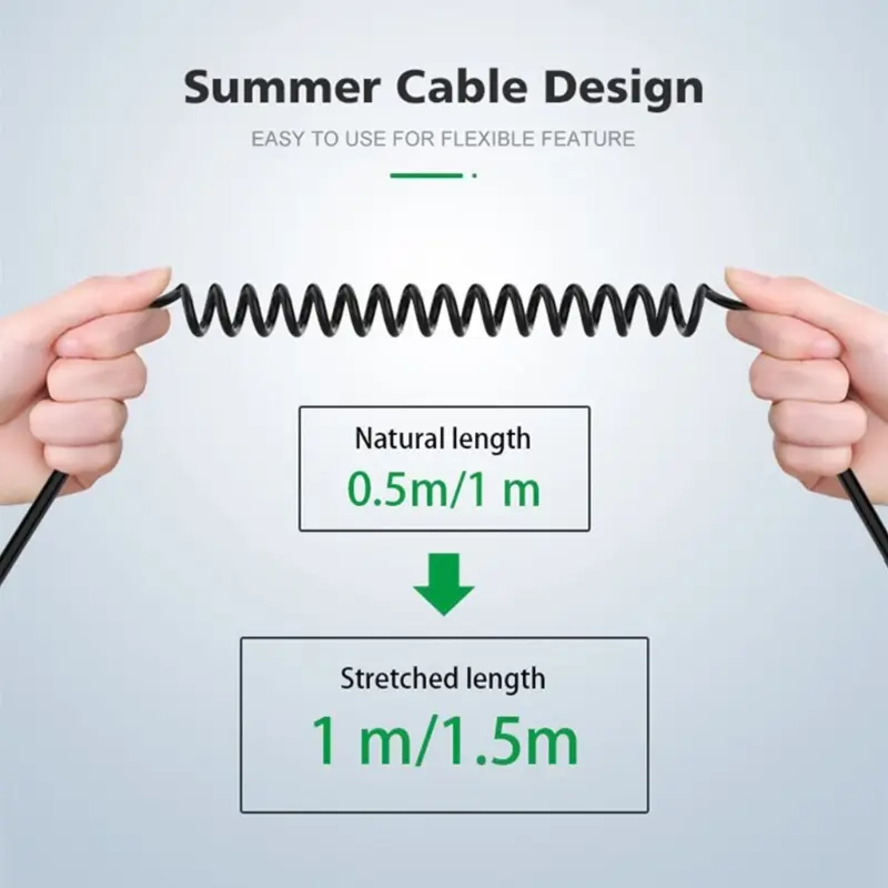 Elbow Spring Expansion Type-C Audio Adapter Type-C to 3.5mm Male Plug Jack Audio Cable Flexible Spring Cable Aux Line