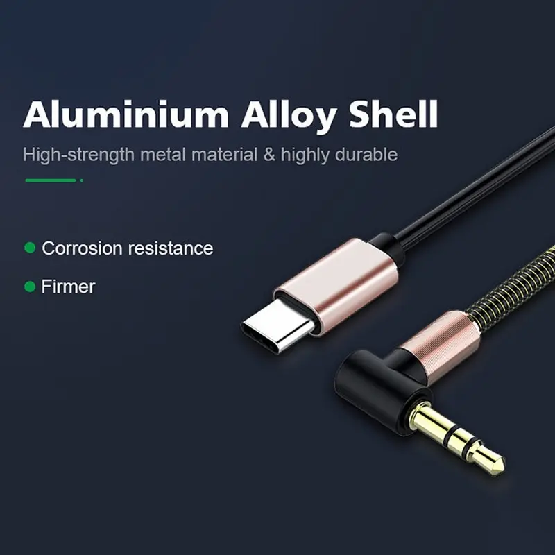 Elbow Spring Expansion Type-C Audio Adapter Type-C to 3.5mm Male Plug Jack Audio Cable Flexible Spring Cable Aux Line