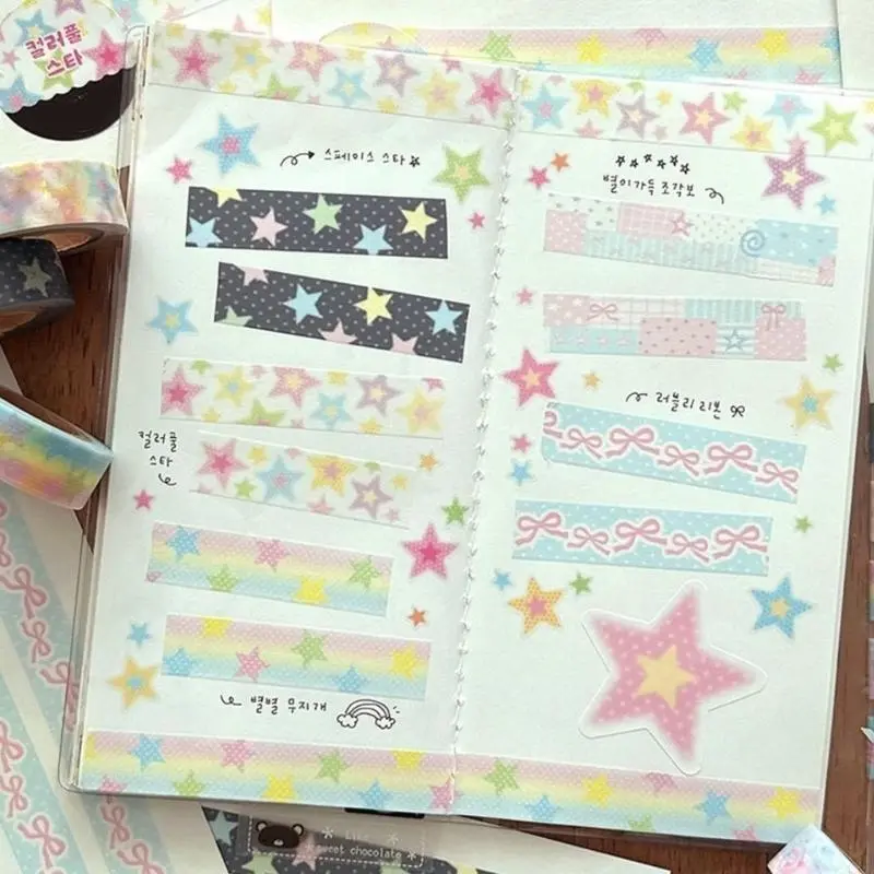 LXAA Star Decorative Tape Scrapbooking Background Tape Aesthetic Masking Tape for Journaling Photo Album Planner Wrapping