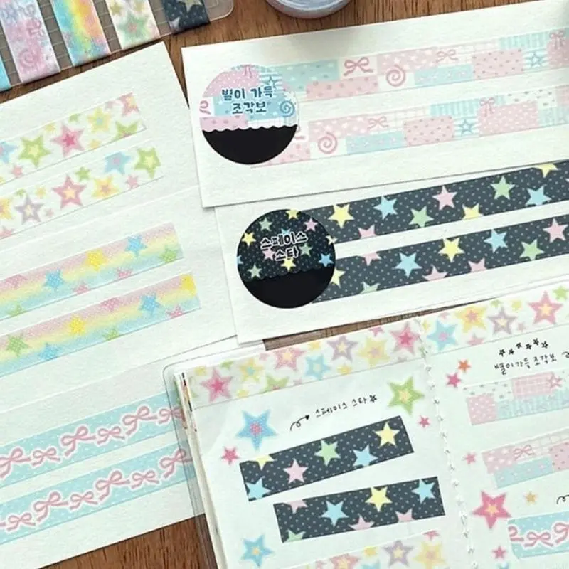 LXAA Star Decorative Tape Scrapbooking Background Tape Aesthetic Masking Tape for Journaling Photo Album Planner Wrapping