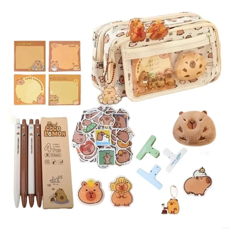 LXAA Multi-layer Pencil Bag Pencil Case Large Capacity Pen Bag Capybara Pencil