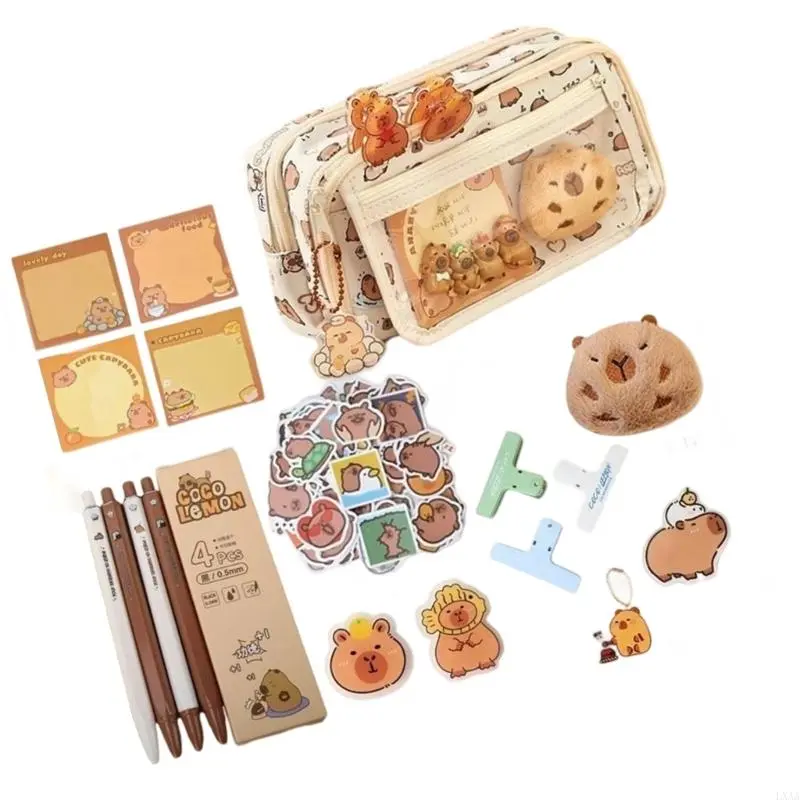LXAA Multi-layer Pencil Bag Pencil Case Large Capacity Pen Bag Capybara Pencil