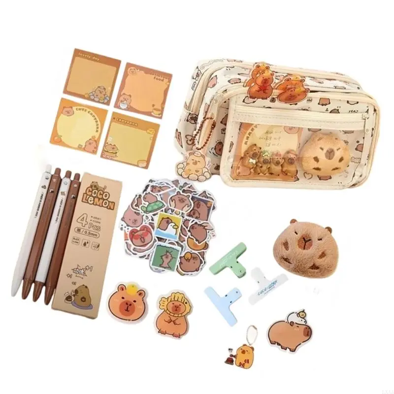 LXAA Multi-layer Pencil Bag Pencil Case Large Capacity Pen Bag Capybara Pencil