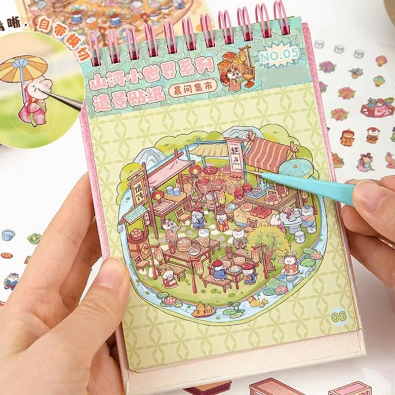 LXAA Scene Sticker Aesthetic Sticker Chinoiserie Theme Landscape Sticker Book Decorative Sticker for Kids Girls Boys