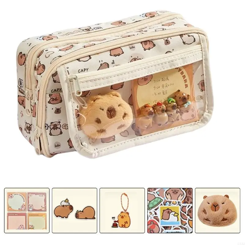 LXAA Multi-layer Pencil Bag Pencil Case Large Capacity Pen Bag Capybara Pencil