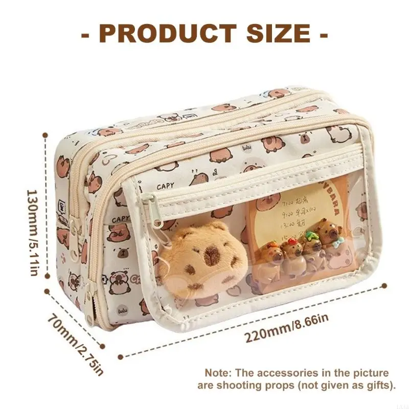 LXAA Multi-layer Pencil Bag Pencil Case Large Capacity Pen Bag Capybara Pencil