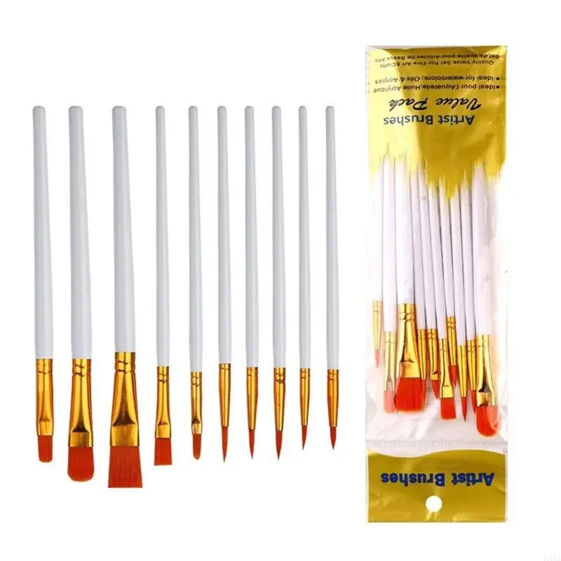 LXAA 10 Pcs Nylon Hair Art Brushes Watercolor Acrylic Painting Brushes Painting Supplies For Detailing