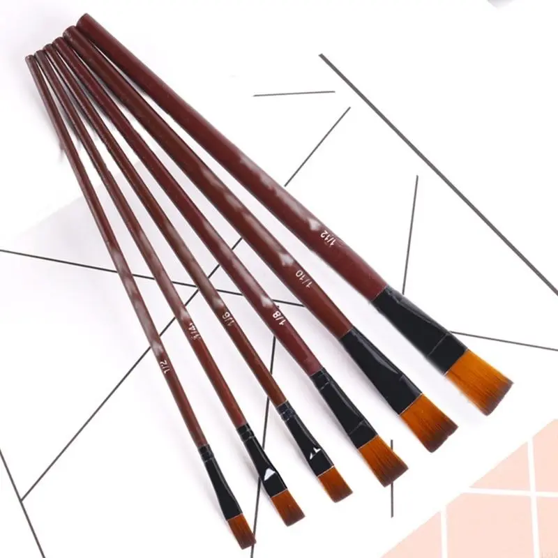 LXAA 6 Pcs Artist Brushes Flat Paint Brushes Acrylic Paint Brush Nylon Hair Painting Brushes for Watercolor Oil Painting