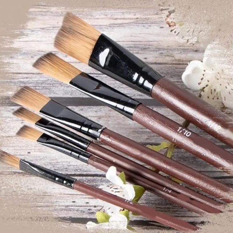 LXAA 6 Pcs Artist Brushes Flat Paint Brushes Acrylic Paint Brush Nylon Hair Painting Brushes for Watercolor Oil Painting
