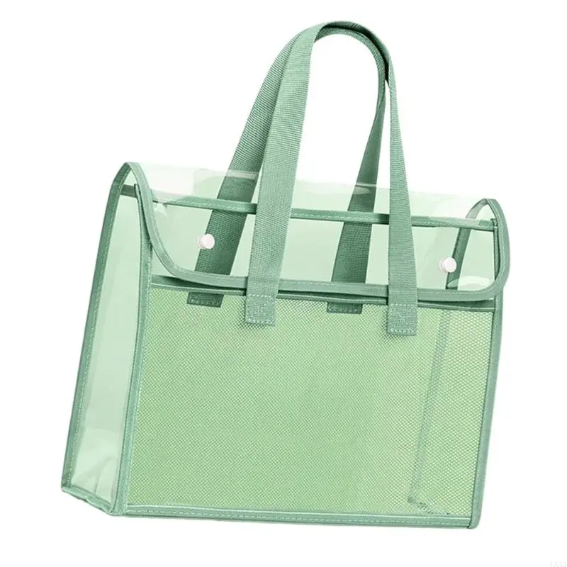 LXAA Clear File Organiser Carrying Bag Clear PVC Document Organiser Folder Handheld Book Bag for Office School Supplies
