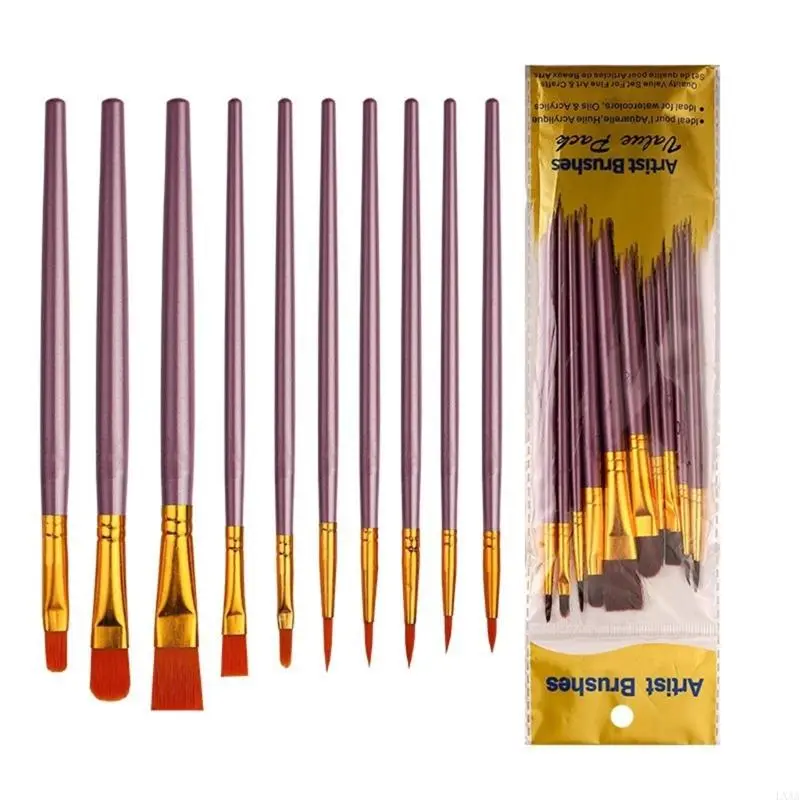 LXAA 10 Pcs Nylon Hair Art Brushes Watercolor Acrylic Painting Brushes Painting Supplies For Detailing
