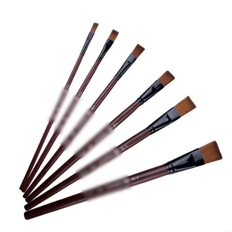 LXAA 6 Pcs Artist Brushes Flat Paint Brushes Acrylic Paint Brush Nylon Hair Painting Brushes for Watercolor Oil Painting