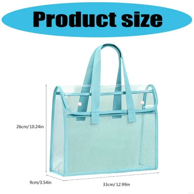 LXAA Clear File Organiser Carrying Bag Clear PVC Document Organiser Folder Handheld Book Bag for Office School Supplies