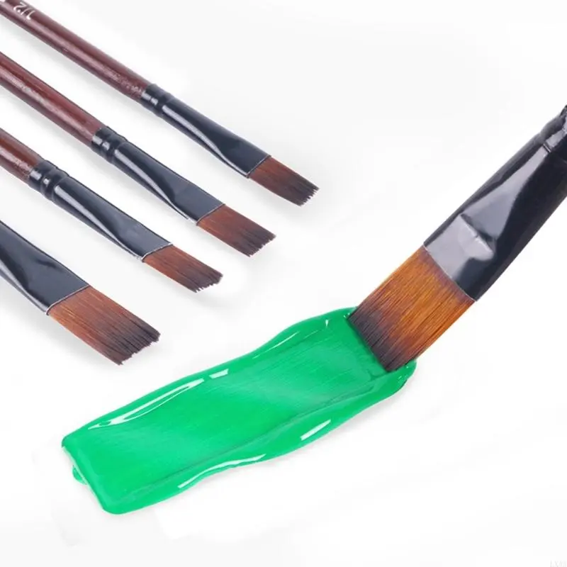 LXAA 6 Pcs Artist Brushes Flat Paint Brushes Acrylic Paint Brush Nylon Hair Painting Brushes for Watercolor Oil Painting