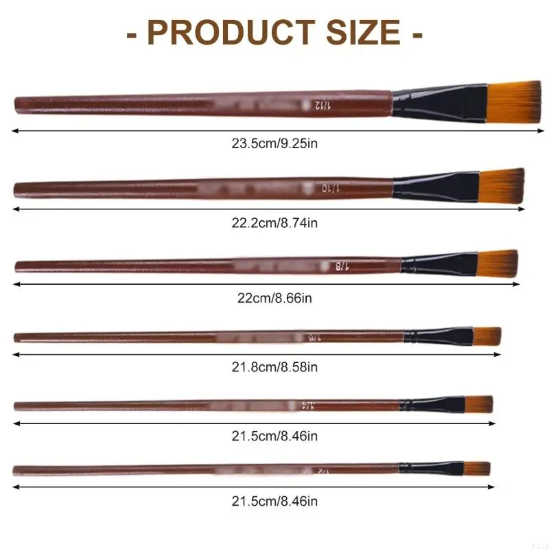 LXAA 6 Pcs Artist Brushes Flat Paint Brushes Acrylic Paint Brush Nylon Hair Painting Brushes for Watercolor Oil Painting