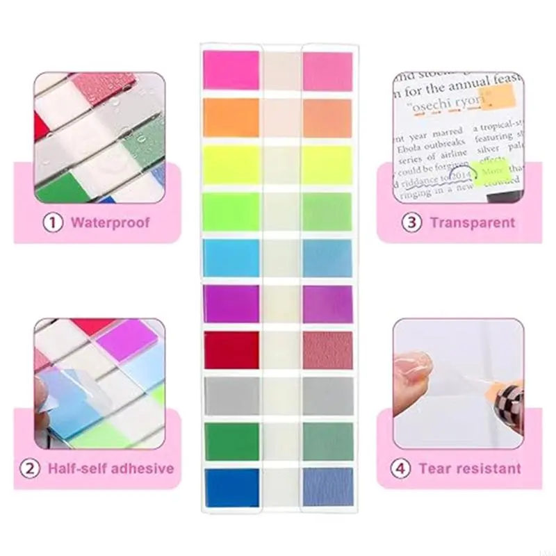 LXAA 100/120 Counts Colored PET Label Repositionable Page Marker Adhesive Notes