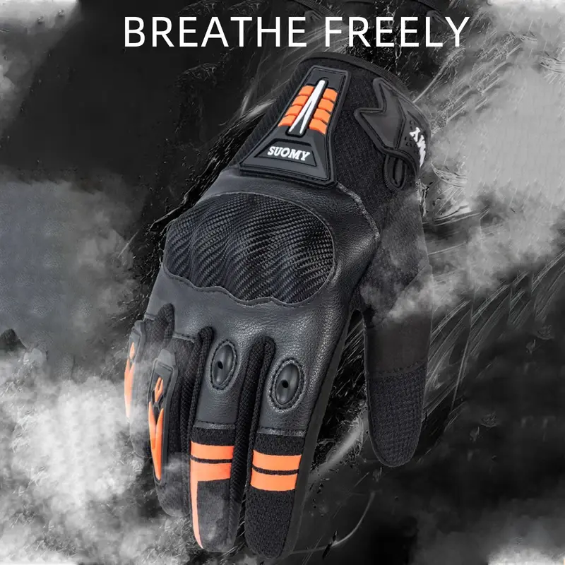 SUOMY Men's Motocross Gloves Breathable Anti-Slip PVC Shell Protective Gear Luvas for BMX ATV MTB Motorcycle Bicycle Riding