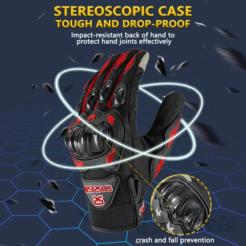 Breathable Mesh Summer Motorcycle Gloves Touch Screen Anti-Slip Motocross Racing Gloves for Men Women Anti-Fall Riding Gear