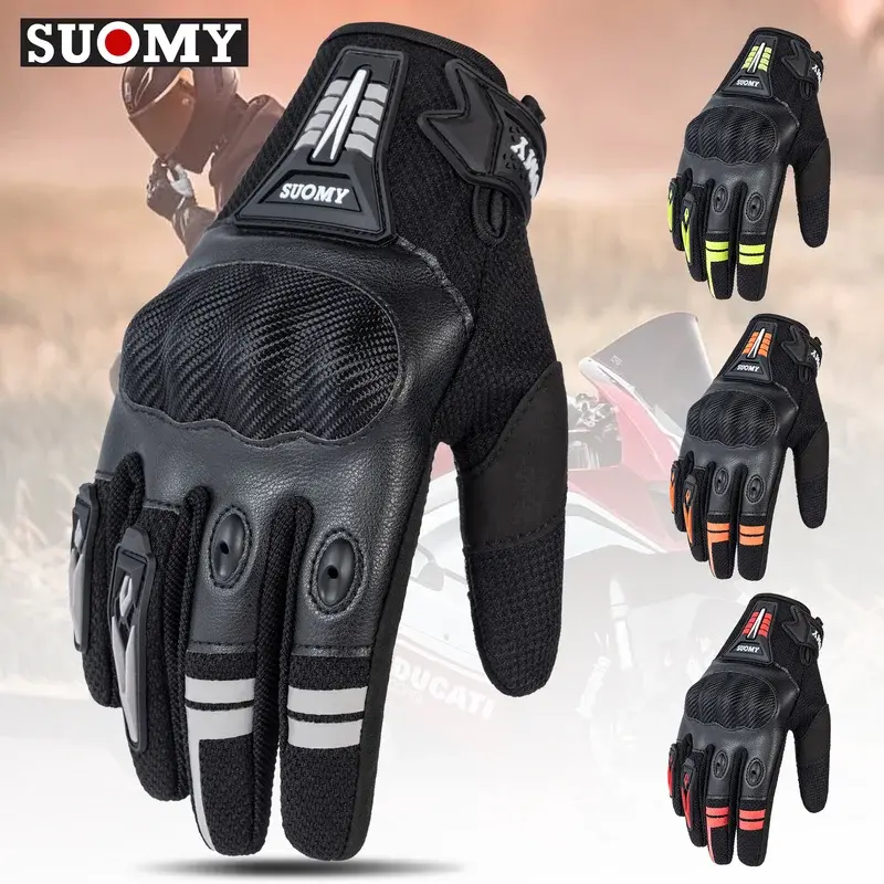 SUOMY Men's Motocross Gloves Breathable Anti-Slip PVC Shell Protective Gear Luvas for BMX ATV MTB Motorcycle Bicycle Riding