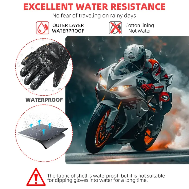 MJMOTO Rainproof Motorcycle Riding Gloves Winter Warm Motocross Protective Luvas Anti-fall ATV UTV MTB Motorbike Cycling Glove