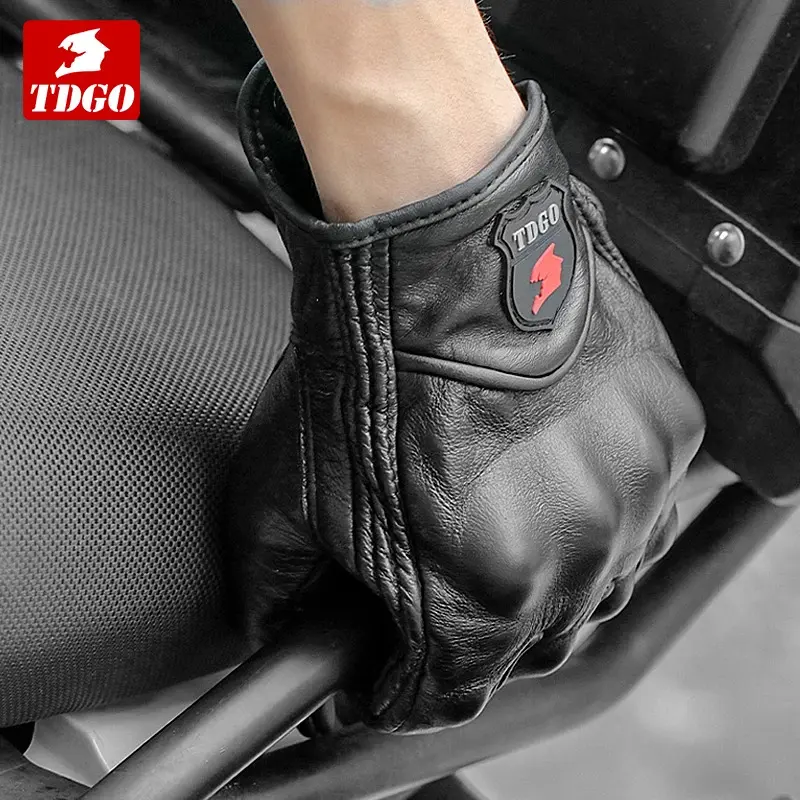 Premium Racing Motorcycle Gloves Goat Leather Full Finger with Touch Screen & Knuckle Protection Breathable Anti-Slip Glove