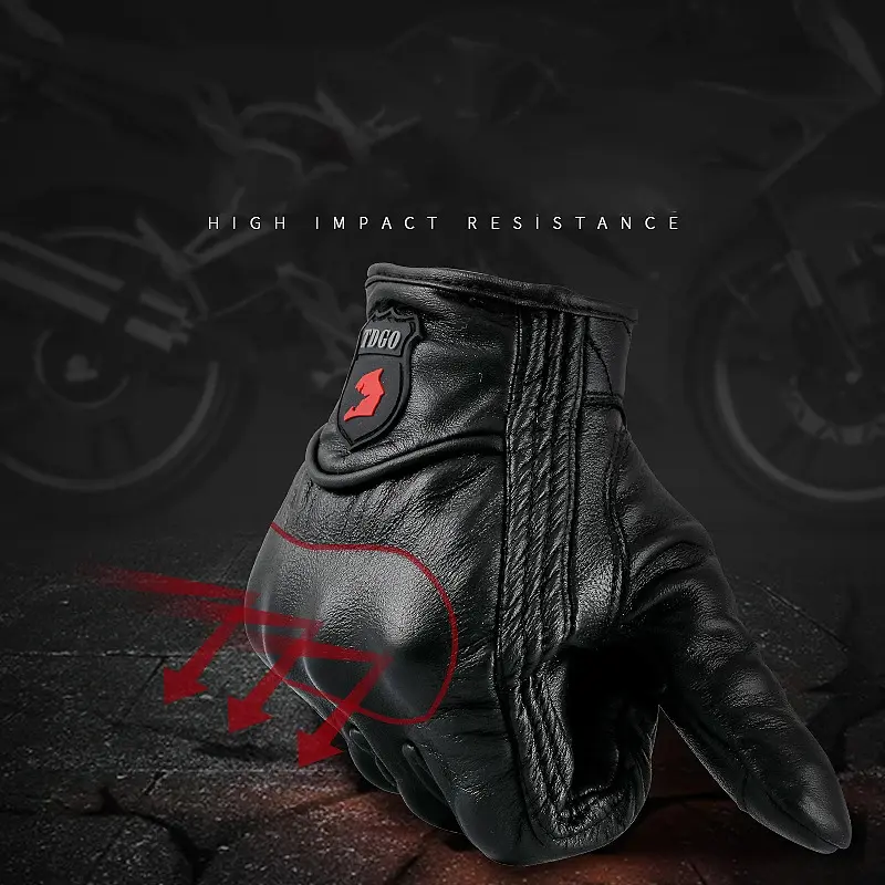 Premium Racing Motorcycle Gloves Goat Leather Full Finger with Touch Screen & Knuckle Protection Breathable Anti-Slip Glove