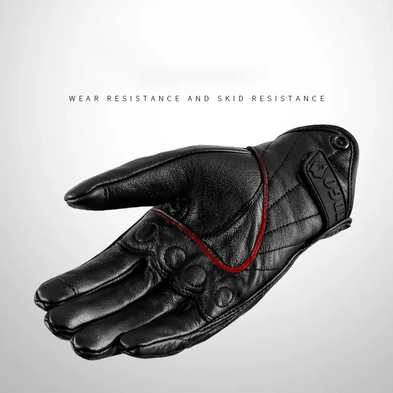 Premium Racing Motorcycle Gloves Goat Leather Full Finger with Touch Screen & Knuckle Protection Breathable Anti-Slip Glove