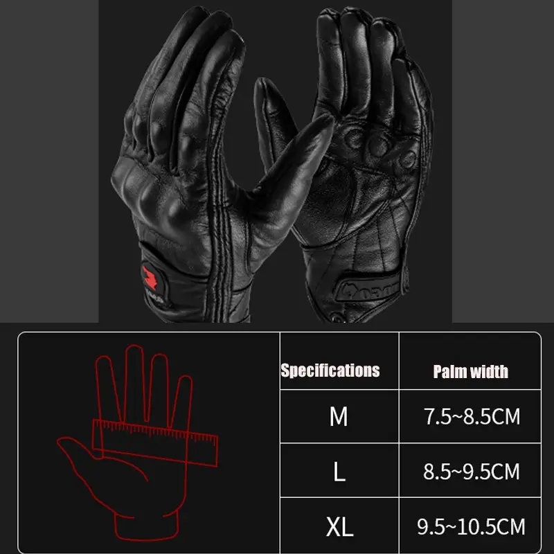Premium Racing Motorcycle Gloves Goat Leather Full Finger with Touch Screen & Knuckle Protection Breathable Anti-Slip Glove