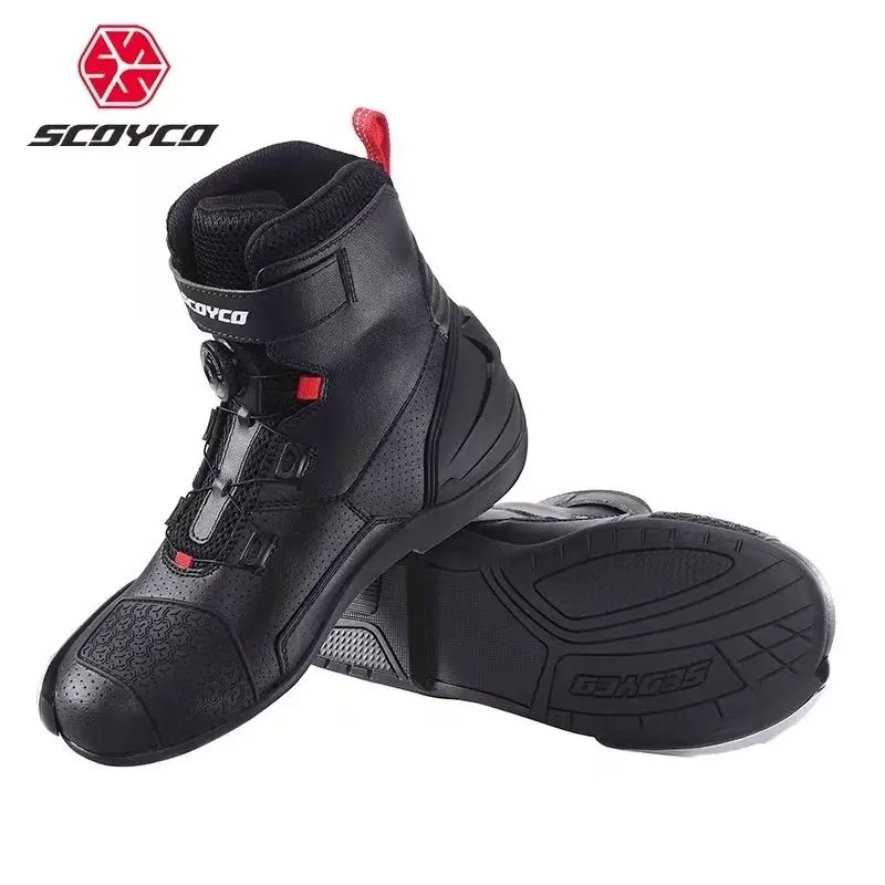 SCOYCO Men's Motorcycle Boots - Top Moto Cross Gear for Fall Prevention! Quick Wear-resisting Microfiber Leather Moto Shoes