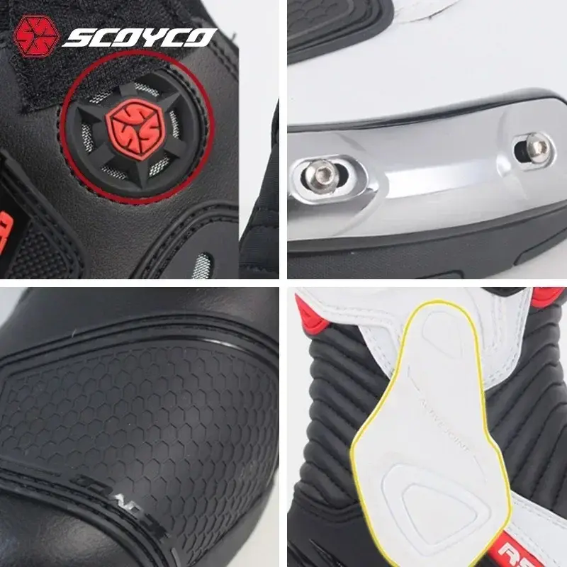 SCOYCO Men's Motorcycle Boots - Top Moto Cross Gear for Fall Prevention! Quick Wear-resisting Microfiber Leather Moto Shoes