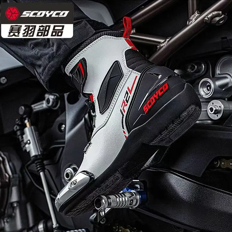 SCOYCO Men's Motorcycle Boots - Top Moto Cross Gear for Fall Prevention! Quick Wear-resisting Microfiber Leather Moto Shoes