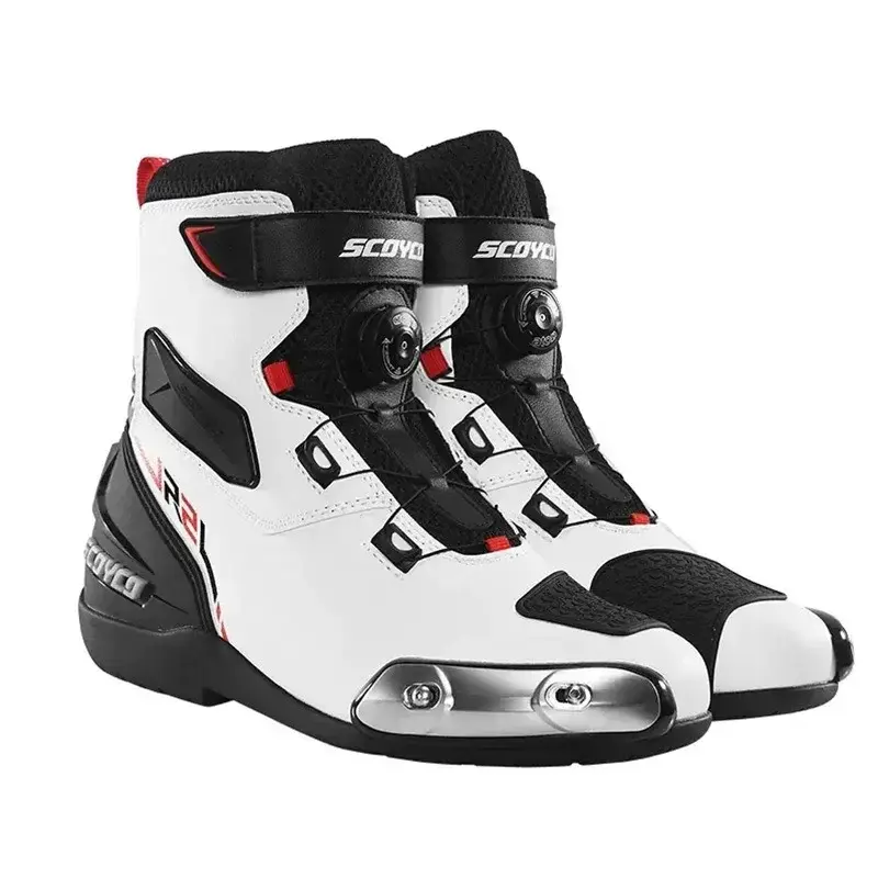 SCOYCO Men's Motorcycle Boots - Top Moto Cross Gear for Fall Prevention! Quick Wear-resisting Microfiber Leather Moto Shoes