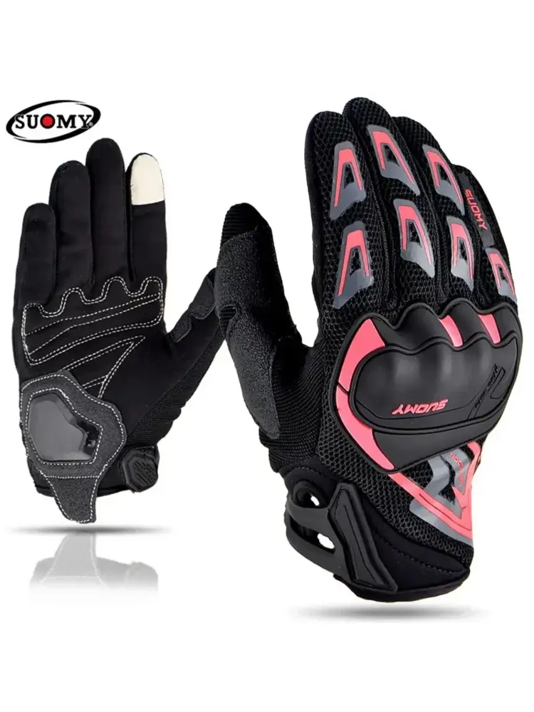 SUOMY Lady Summer Full Finger Motorcycle Gloves Breathable Touch Screen Racing & Motocross for Women Teens & Girls Small Size S