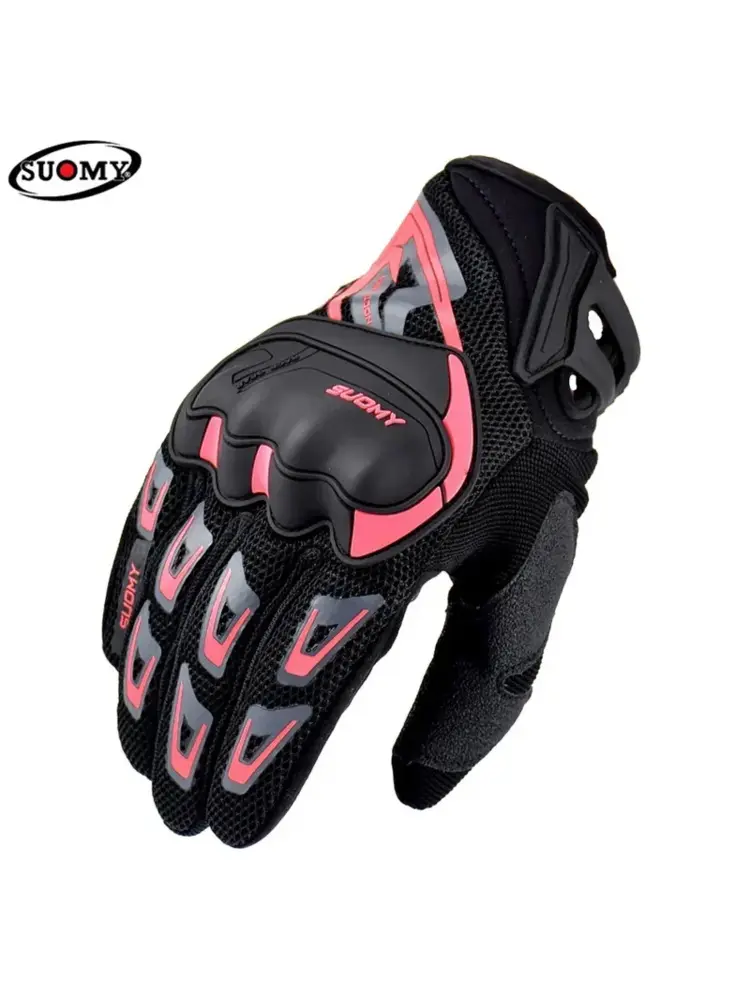 SUOMY Lady Summer Full Finger Motorcycle Gloves Breathable Touch Screen Racing & Motocross for Women Teens & Girls Small Size S