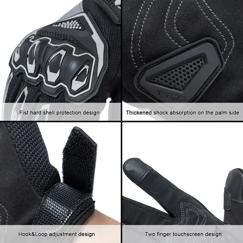 Lightweight Comfortable Summer Motorcycle Gloves Full Finger Touch Screen Compatible Unisex for Moto Riding and Cycling Guantes