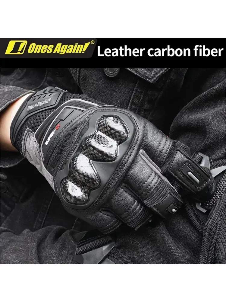 Men's Summer Leather Motorcycle Riding Motocross Gloves Equipment Rider Anti-fall Carbon Fiber Cycling Glove Guantes Moto Items