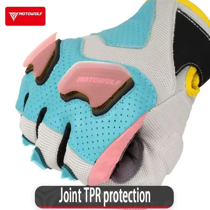 Motowolf Men's Summer Motorcycle Riding Gloves - Lightweight Breathable Design with TPR Protection & Touchscreen Anti-Slip Grip