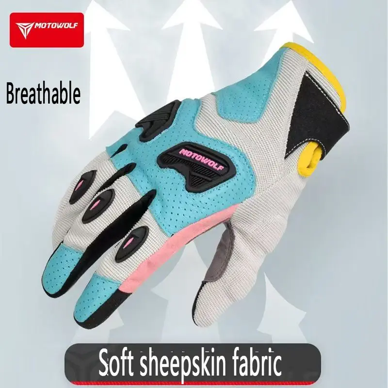 Motowolf Men's Summer Motorcycle Riding Gloves - Lightweight Breathable Design with TPR Protection & Touchscreen Anti-Slip Grip